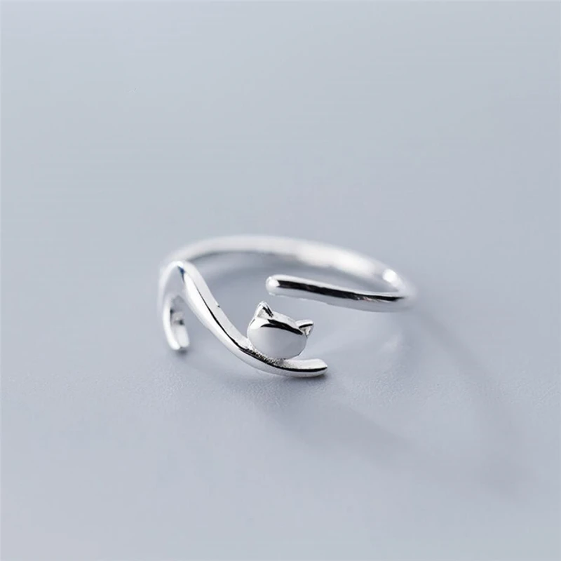 Женские кольца SRI366 из стерлингового серебра 925 пробы с запоминанием свежей кошки