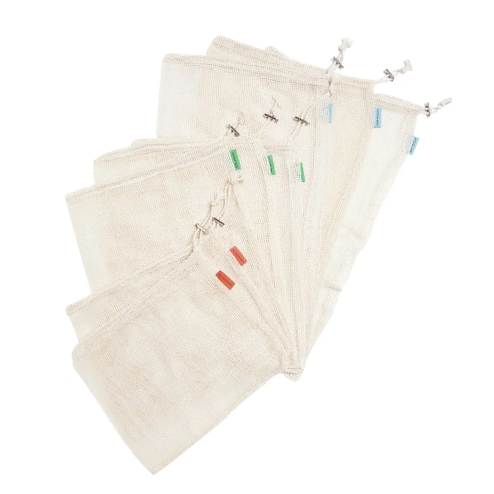 

9Pcs Environmentally Friendly Drawstring Cotton Mesh Bags Shopping Bags