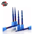 Конические концевые фрезы с шариковым носом, 1 шт., фреза из карбида вольфрама с 2 зубьями, нано-синее покрытие, конические Фрезы с ЧПУ