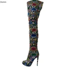 Женские высокие ботинки Olomm на платформе, пикантные ботинки на шпильке с круглым носком, разные цвета, обувь для ночного клуба, американские размеры 5-20