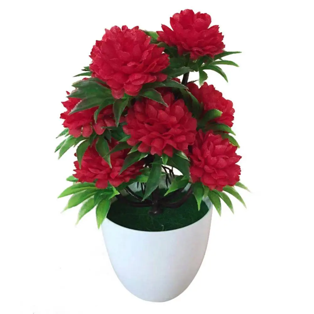 50% Hot Sales!!! 1Pc Artificial Chrysanthemum Bonsai Potted Plant Landscape Home  Decor images - 6