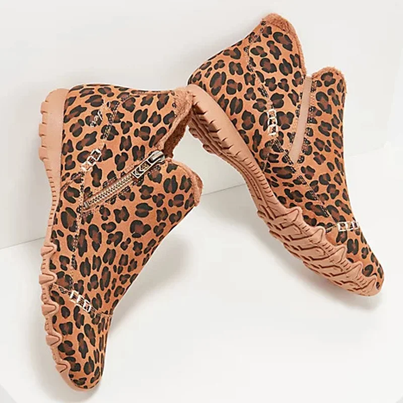 

Fashion Round Zipper 2021 Autumn Plus Velvet Women's Boots Shallow Mouth Women's Casual Thick-soled Wear-resistant Women's Boots