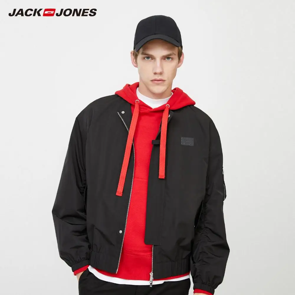 JackJones мужская однотонная прямая бейсбольная куртка с воротником байкерская