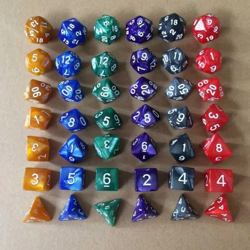 7 шт./компл. многогранные DnD смешанные Цвет кости игральные кубики кубик для