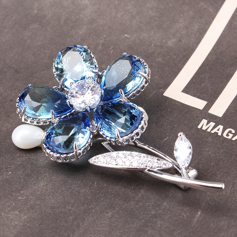 Элегантная брошь в форме цветка с растениями ювелирное изделие из циркония и