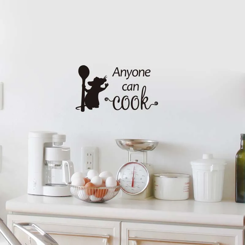 

Kitchen Mouse Anyone Can Cook Wall sticker For Kitchen Background Home Decoration Mural Art Removable Wallpaper Decals Stickers