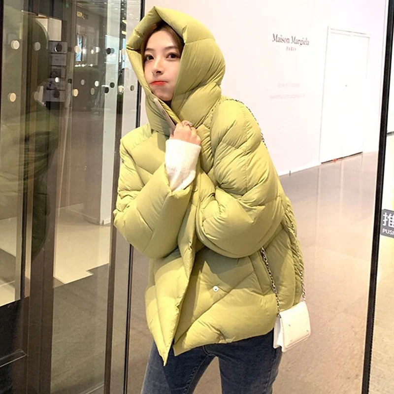 Janveny зимние 90% утиный пух парки для женщин свободный крой хлеб пуховик пальто