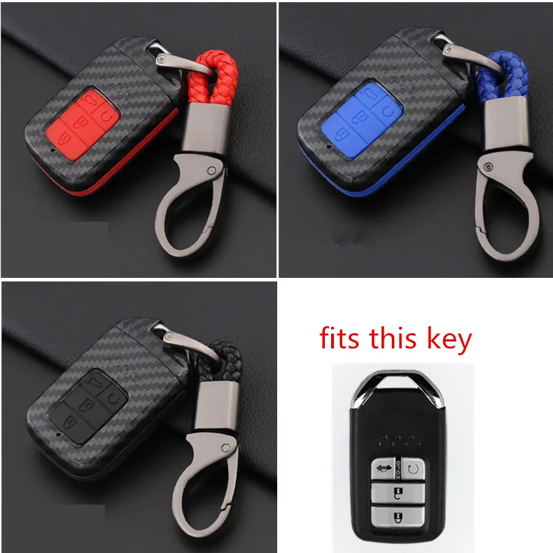 Чехол для автомобильного ключа из ABS-углеродного волокна и силикагеля Honda Civic CR-V
