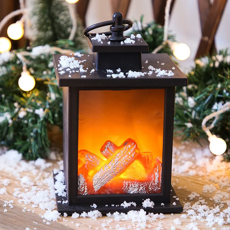 

Flame LED Lantern Lamps Simulated Fireplace Flame Effect Light AA Battery Romantic Portable Courtyard Room Night Light Decor