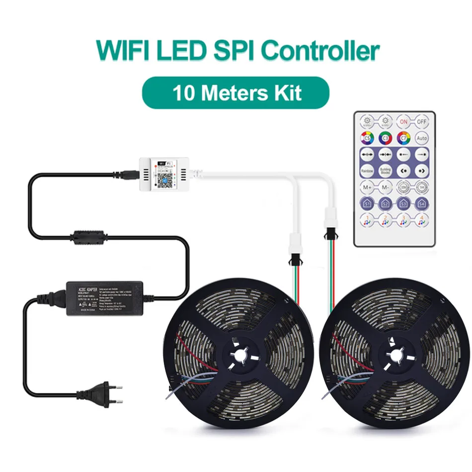 WS2811 DC12V RGB Светодиодная лента Адресуемая мечта полный цвет с 28-клавишным RF WiFi