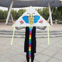 childrens diy graffiti color kite long tail kite white triangle belt 60m line fun childrens gifts outdoor parent child sports