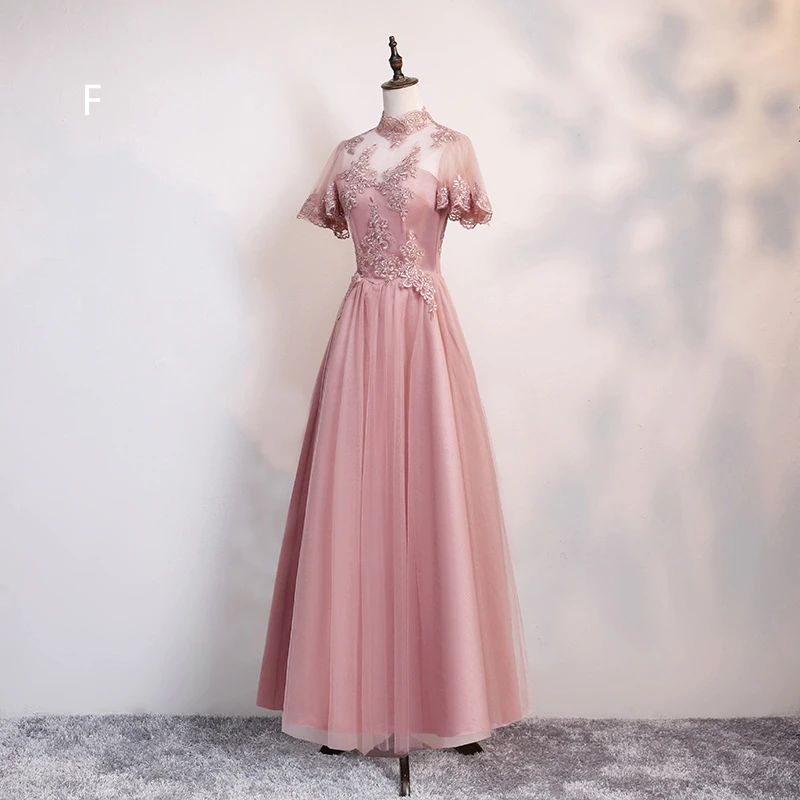Sexy Illusion Lace Long Evening Dresses Robe De Soiree Elegant Party Half Sleeve Bridesmaid Dress | Свадьбы и торжества