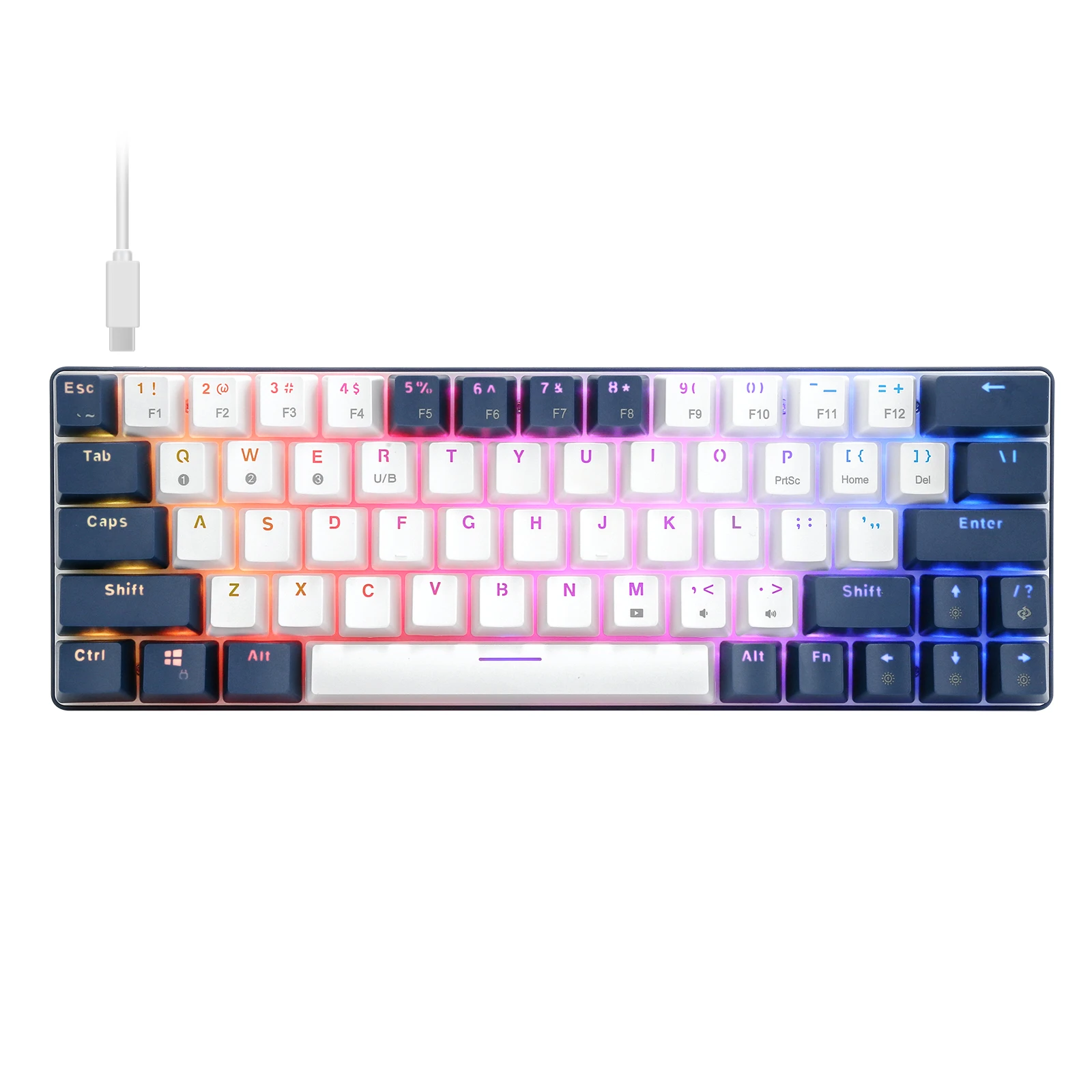 

CQ63 Wireless Mechanical Keyboard RGB Backlit Bluetooth 5.0 Red Switches 63KeysKeyboard for iPhone iPad Android Mobile PC Laptop