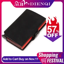 DIENQI Rfid Thin Luxury Leather Security Men Women Credit Card Holder Minimalist Wallet Mini Magic Purse Bank ID Cardholder 2021