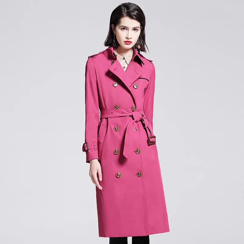 

New Autumn fashion Women long windbreaker Trench long sleeve coat Classic Double Breasted Trench Coat female Outwear with belt