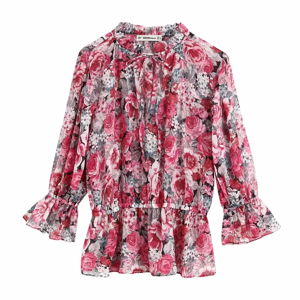 Увядший engand стильный элегантный винтажный цветочный принт лук blusas mujer de moda кимоно рубашка женские топы футболки размера плюс