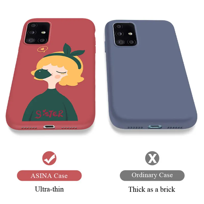 

ASINA Cute Couple Case For Samsung Galaxy A51 A71 A70 A20 21 30 90 Soft Liquid Silicone Cover For Samsung M30s Girl Fundas Coque