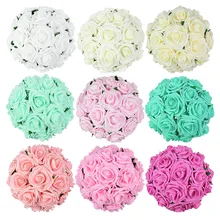 10/25pcs 7cm Foam Artificial Rose Flowers With Leaves And Stem DIY Wedding Decor Bridal Bouquets Home Party Scrapbook Supplies