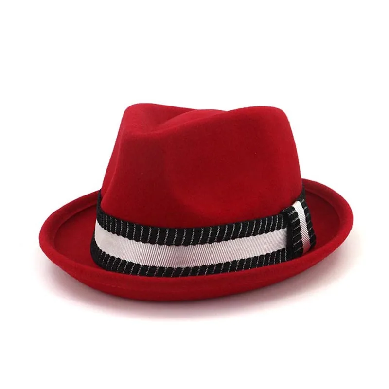 

Winter Fedoras High Quality Wool Felt Hats for Women Men Manhattan Structured Gangster Trilby Bowler Jazz Fedora Hat