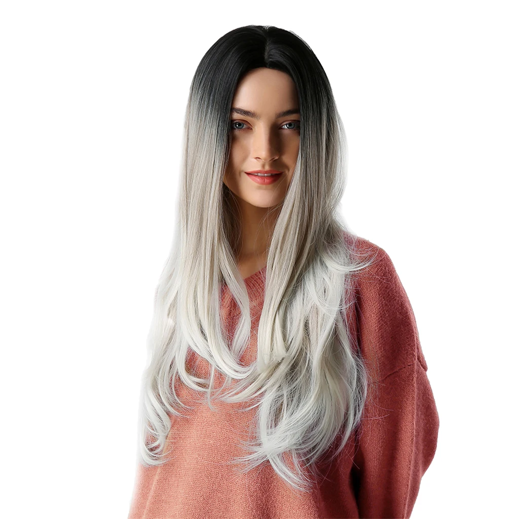 

Синтетический длинный кудрявый волнистый парик, 26 дюймов, трехцветный, с градиентным пробором