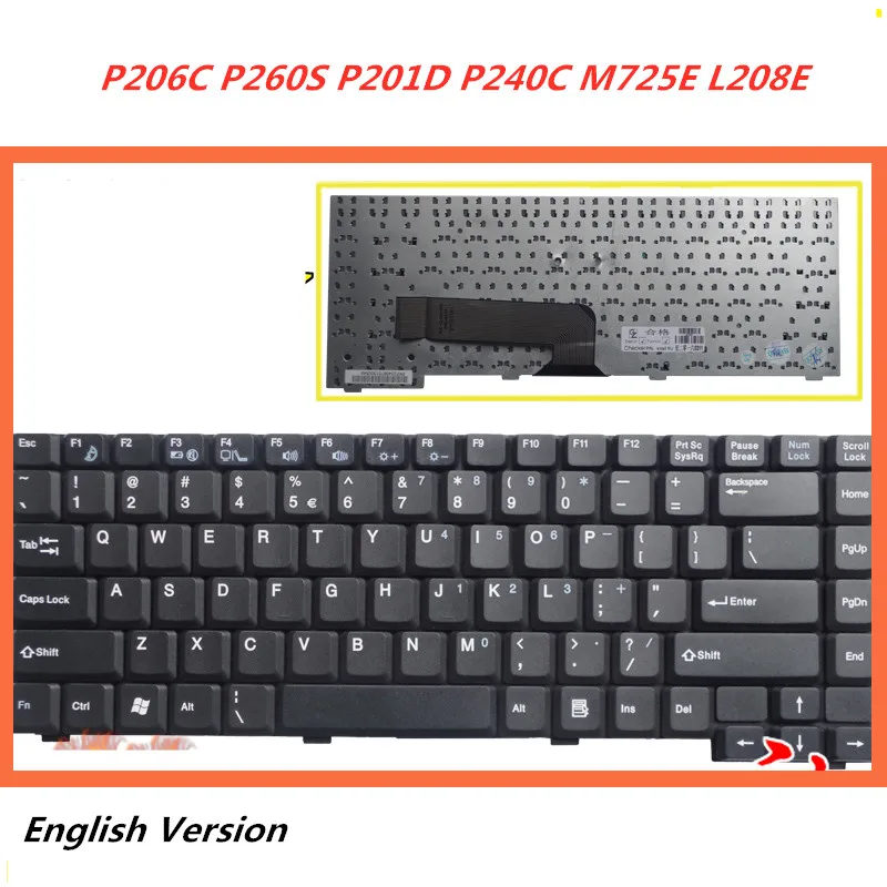 

Клавиатура с английской раскладкой для ноутбука Hasee P206C P260S P201D HASEE P240C M725E L208E