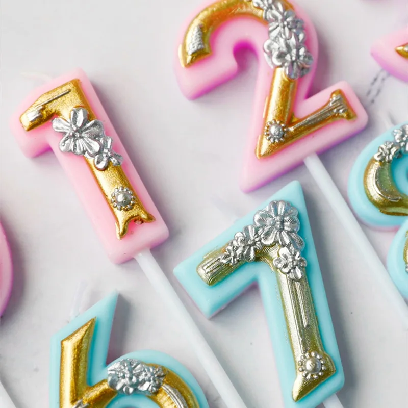 Выпечка мультяшный Цвет Цветок цифры Декор свечи на свадьбу дети с днем рождения