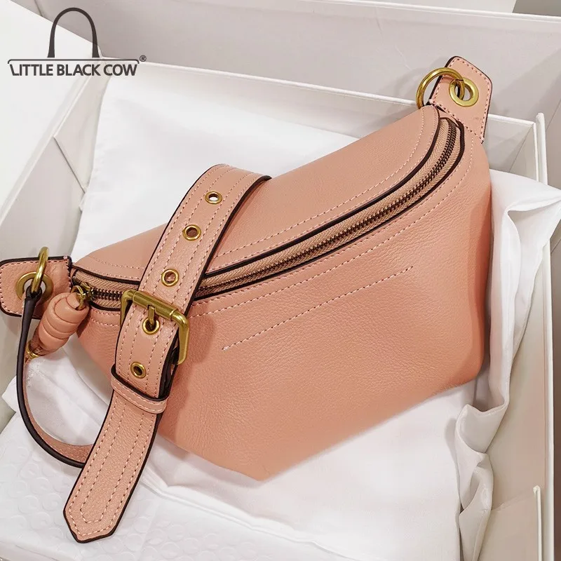 

Genuine Leather Women Handbag Chain Single Crossbody Chest Bag Quality Cowhide Small Bags Fashion Female Summer Messenger Bag