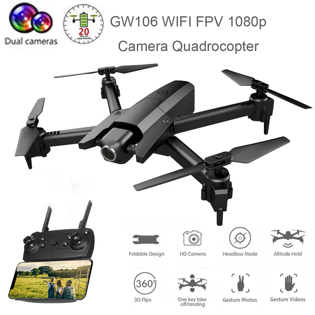 1080 Camera with Box GW106 wifi FPV 720p камера без головы складной Квадрокоптер долгое время полета Дрон - Цвет: 1080 Camera with Box
