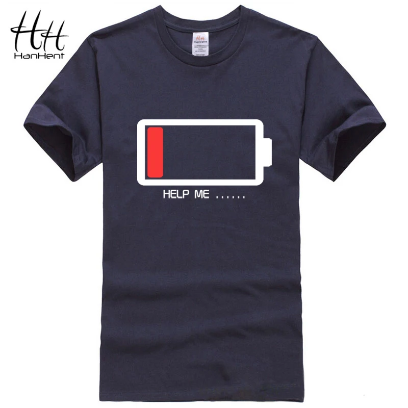 Hanhent HELP ME Battery/2016 г. Летняя Стильная мужская футболка Забавные футболки с