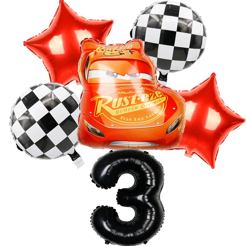 

1 set of Disney McQueen car children's car birthday party birthday decoration latex balloon kid toy 32-inch black number ball