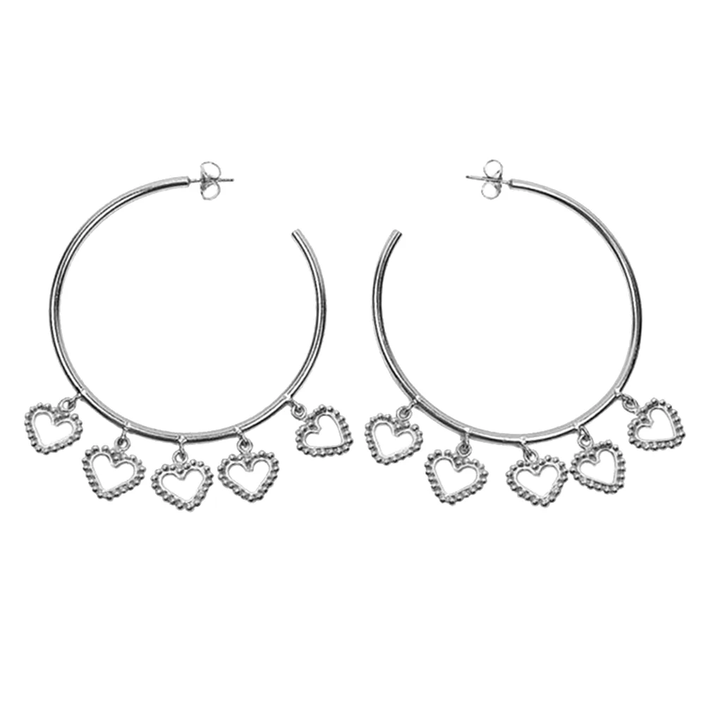 Женские серьги в стиле панк металлический большой обруч с кисточкой круг любовь