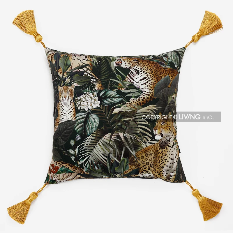 Темно-зеленый чехол для подушки с леопардовой вышивкой винтажная Вельветовая