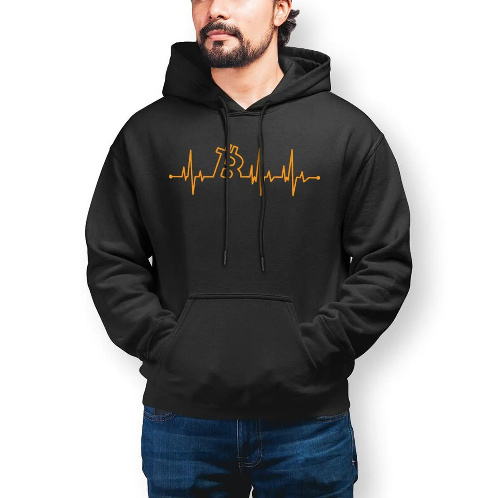 

Bitcoin Heartbeat BTC Hoodie Crypto Casual Big Cotton Hoodies Mens Winter Loose Pullover Hoodie