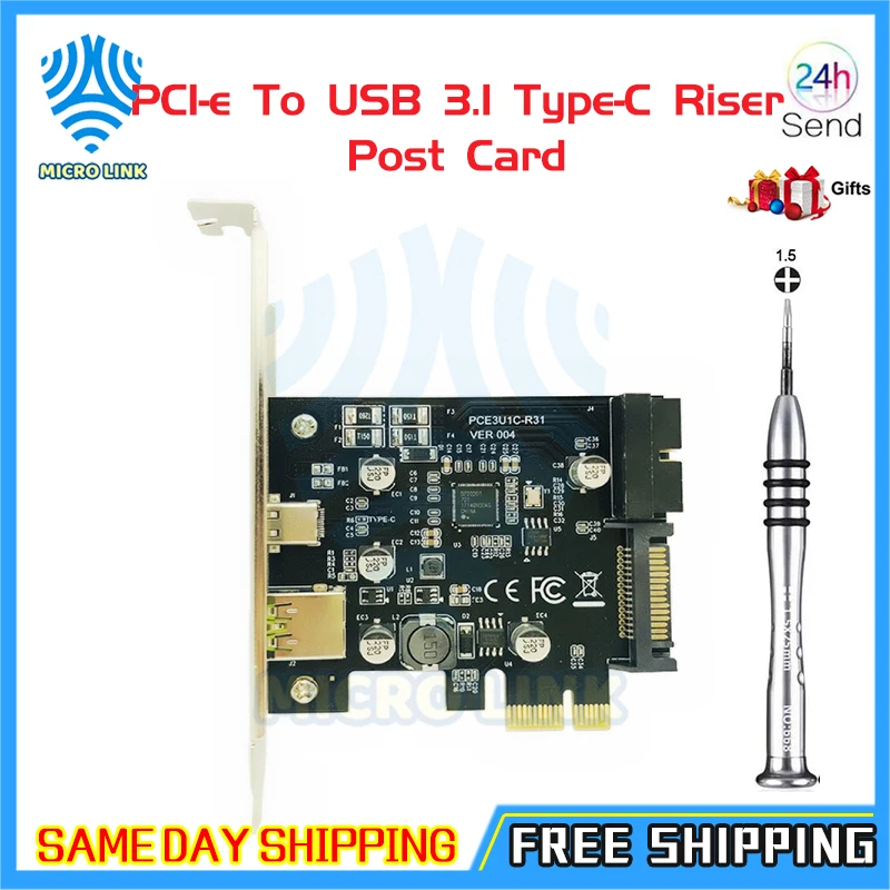 

PCI Express PCI-e к USB 3,1 Type-C стояк пост карты мини PCIe для USB-C 2.4A быстро Зарядное устройство + 19PIN спереди USB: Miner расширения адаптера