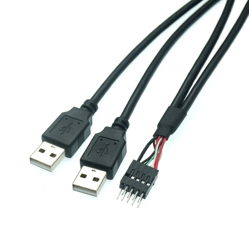 Двойной USB A штекер к ПК Чехол Внутренний 9-контактный разъем Dupont адаптер Y