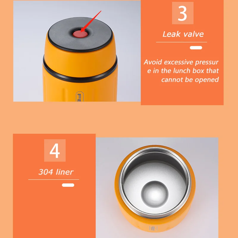Пищевая банка FEIJIAN термос из нержавеющей стали изолированный ланч контейнер