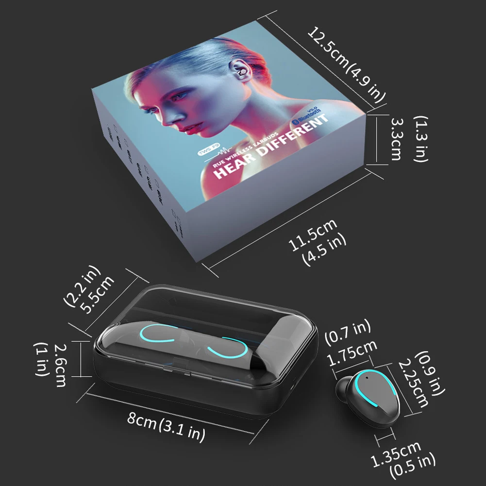 

Erilles Bluetooth Earphone Stereo Earphone Wireless Waterproof Noise Cancelling Mini Men Running Earphone In-ear Earbuds Headset