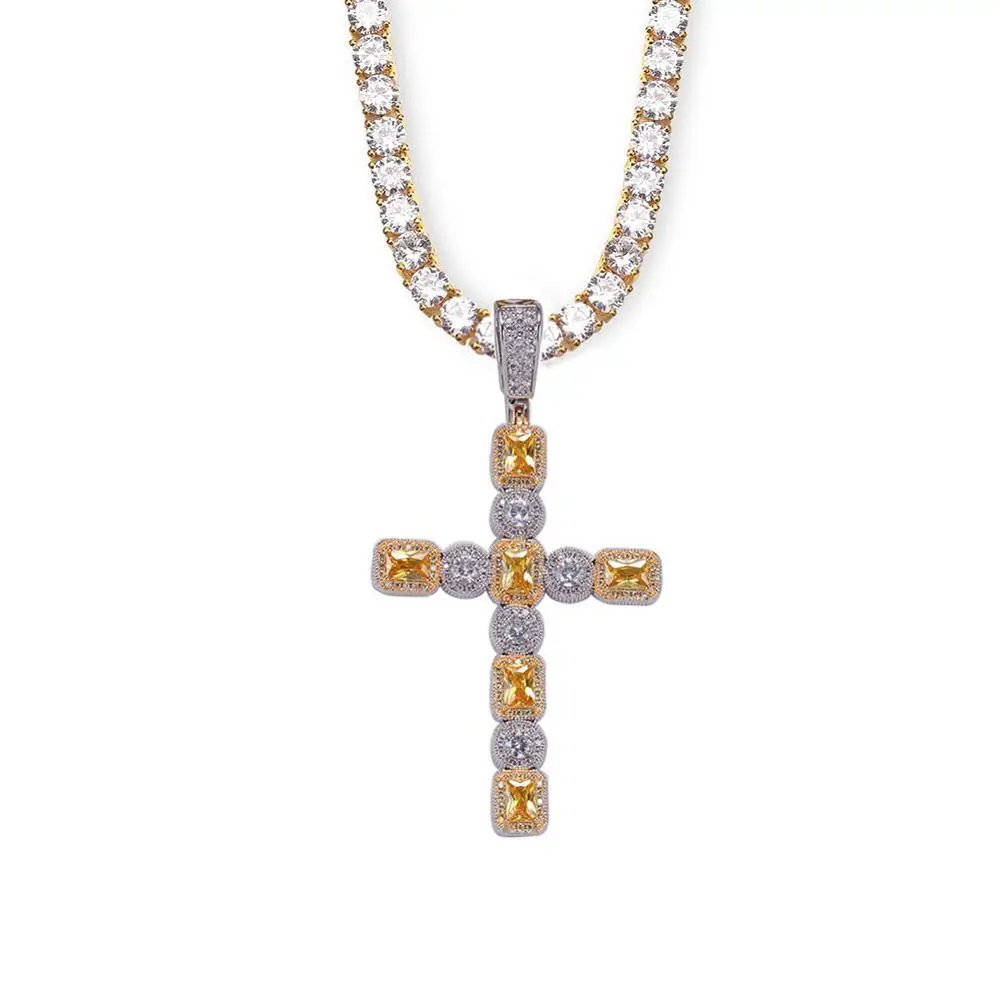 2020 хип хоп круглый большой циркон крест кулон рэп DJ певица покрытие золото