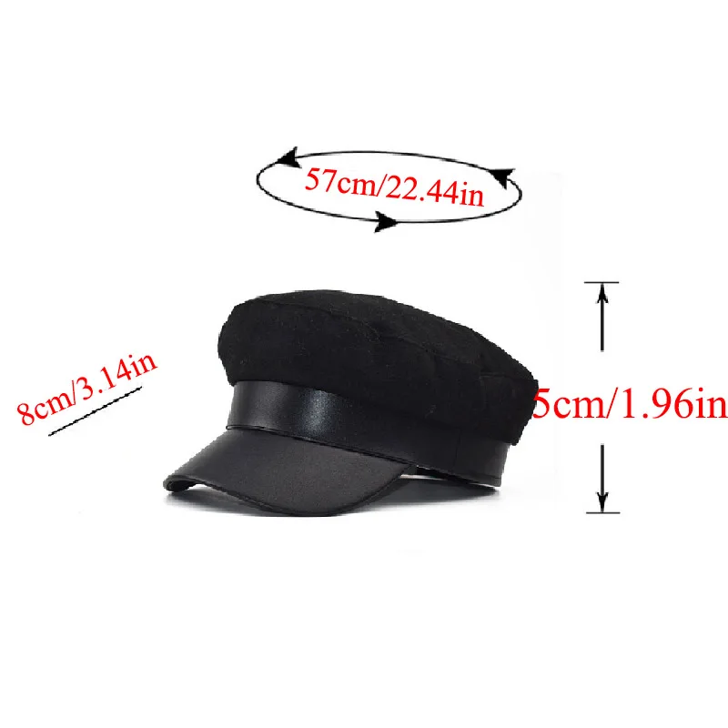 Модные женские из искусственной кожи военная шляпа берет дамы Регулируемый