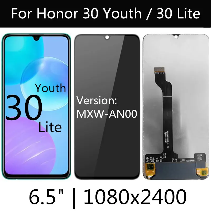 

6,5 "ЖК-дисплей для Honor 30 молодежных MXW-AN00 ЖК-дисплей Дисплей кодирующий преобразователь сенсорного экрана в сборе запасные части для Honor 30 Lite ЖК-дисплей