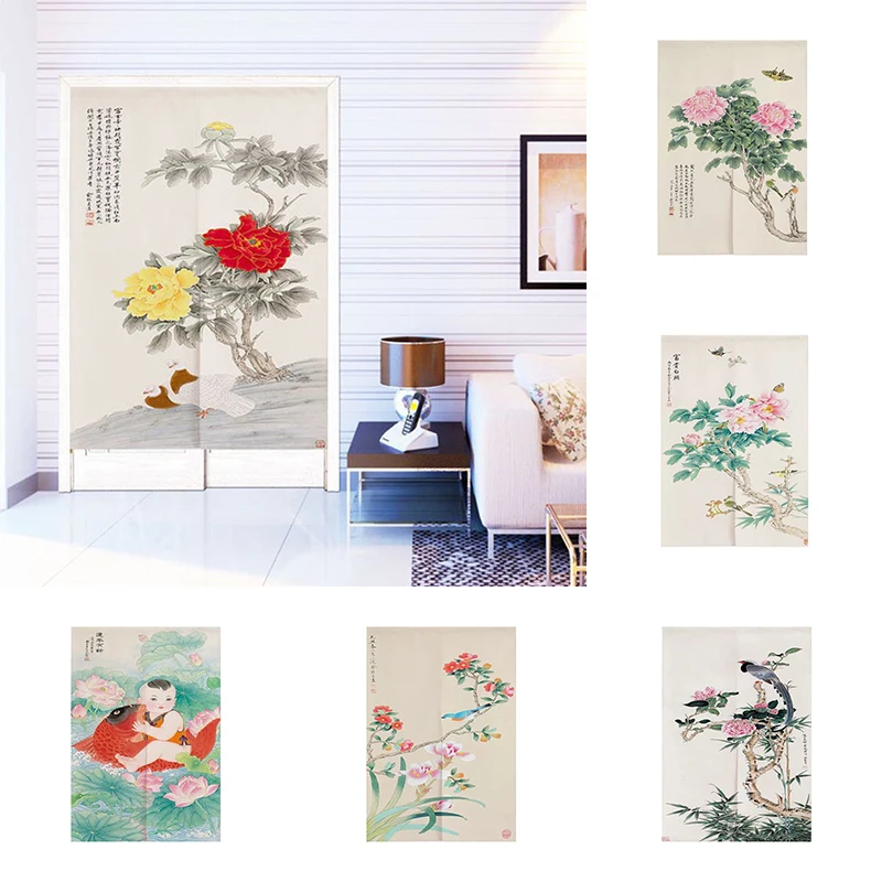 

Flower Door Curtain Kitchen Bedroom Partition Curtain Without Punching Doorway Hanging Curtain Home Decoration Blackout Curtain