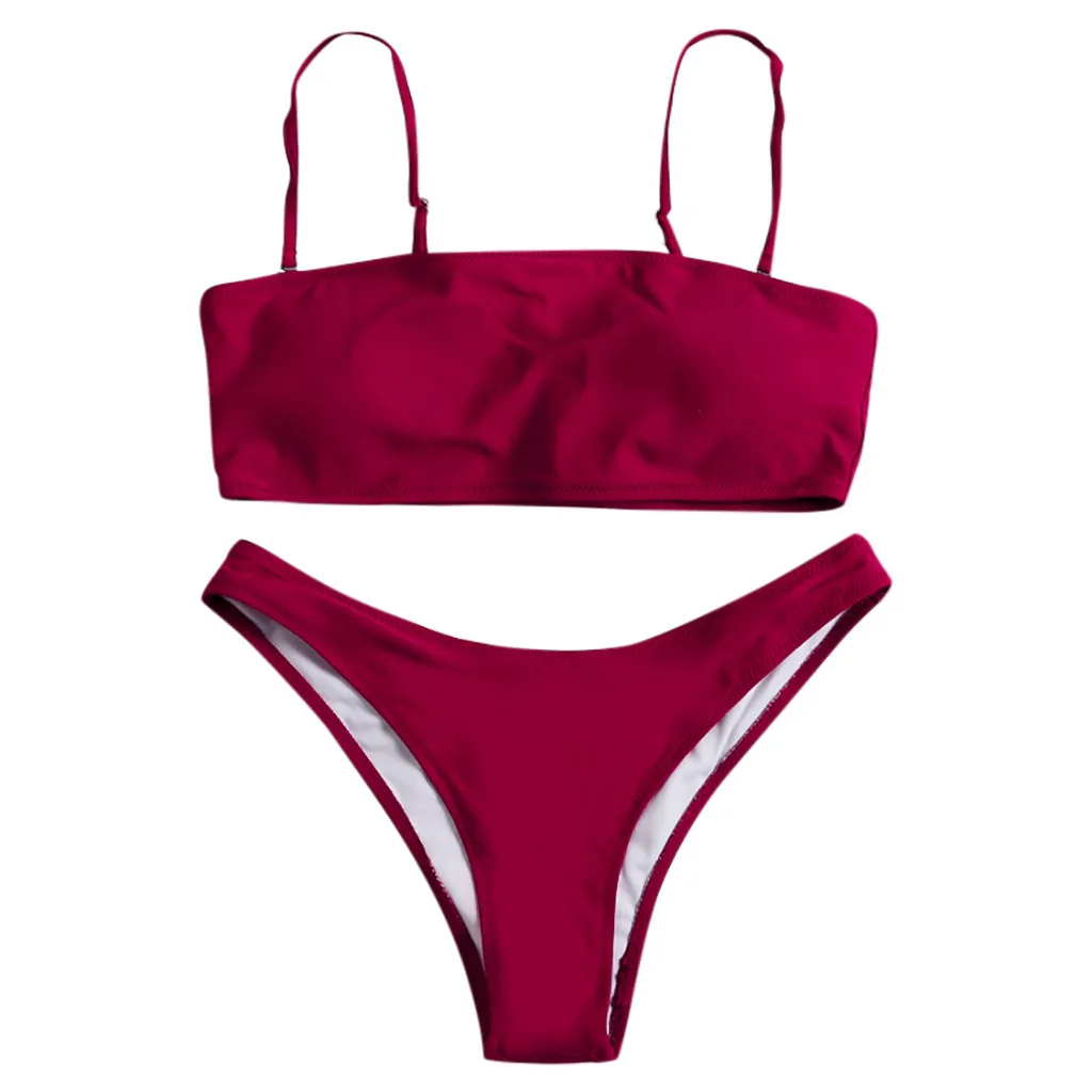 Новинка лета 2020 женский купальник винный однотонный топ-труба бикини на