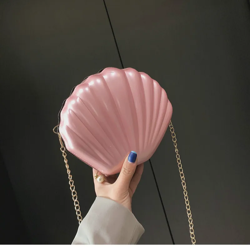 

New Fashion Brand PVC Crossbody Bag Design Sweet Shell Chain Shoulder Bag Clutch Bag Girl's Messenger Bag Handbag