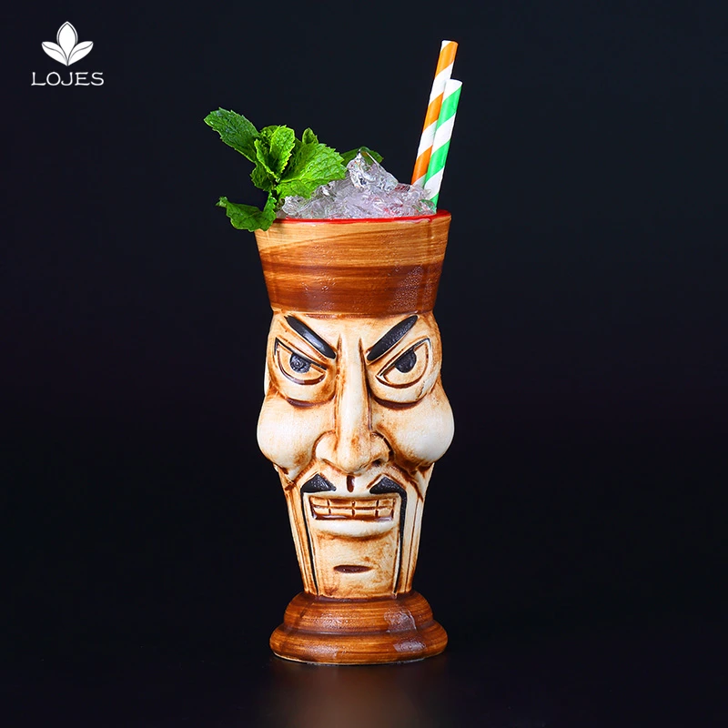 

470ml Hawaii Ceramic Tiki Mug Creative Porcelain Beer Cup Wine Mug Bar Tools