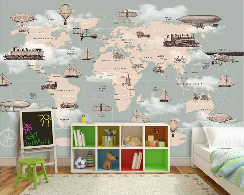 

beibehang Custom 3d wallpaper personality wallpaper Cartoon world map modern minimalist map TV background wall papers home decor