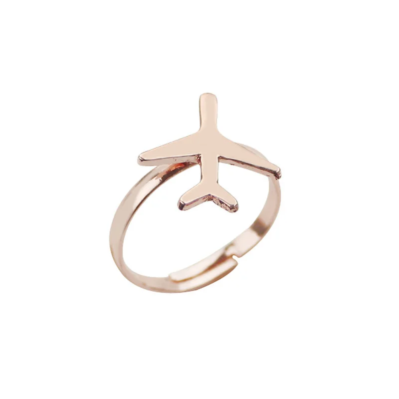 

Fashion Fuuny Plane Ring Women's Jewelry High Quality Open Adjustable Finger Ring 1PC Hot Sale Silvery Rose Golden Wedding Gift