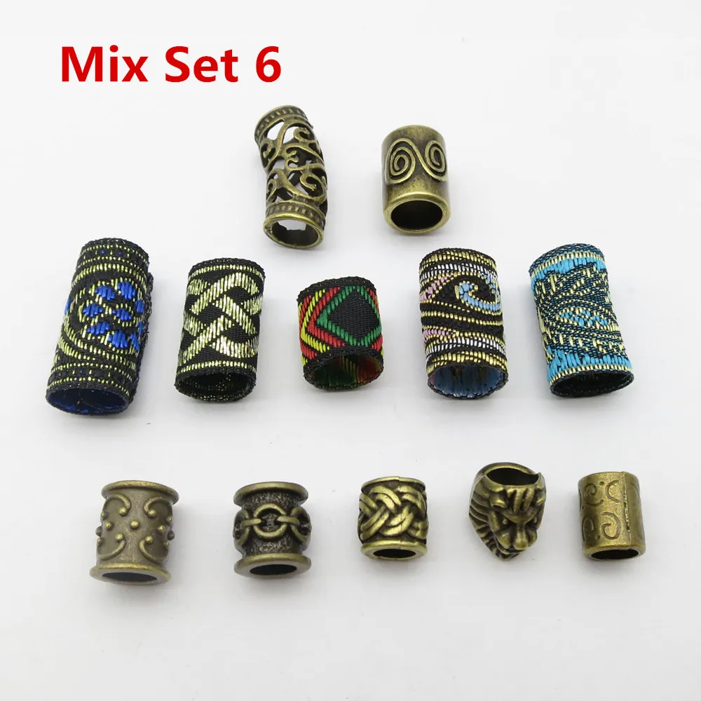 12 шт./упак. mix деревянная металлическая ткань оплетка для волос страшный Дред