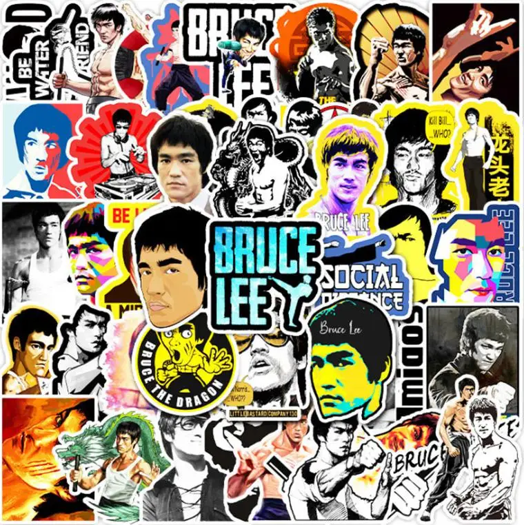 

10/30/50pcs Kung Fu Movie Star Bruce Lee Graffiti Stickers Crazy Fans Waterproof Skateboard Travel Suitcase Phone Laptop Toys