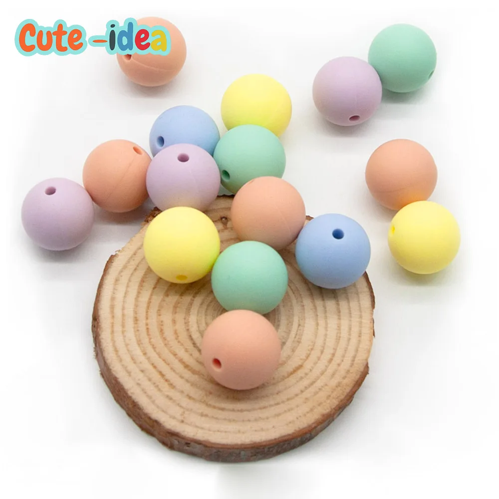 

Cute-idea 19mm Round Silicone Beads 20pcs Food Grade Baby Teething Beads DIY Nursing Bracelet Silicone Tiny Rod Baby Teether