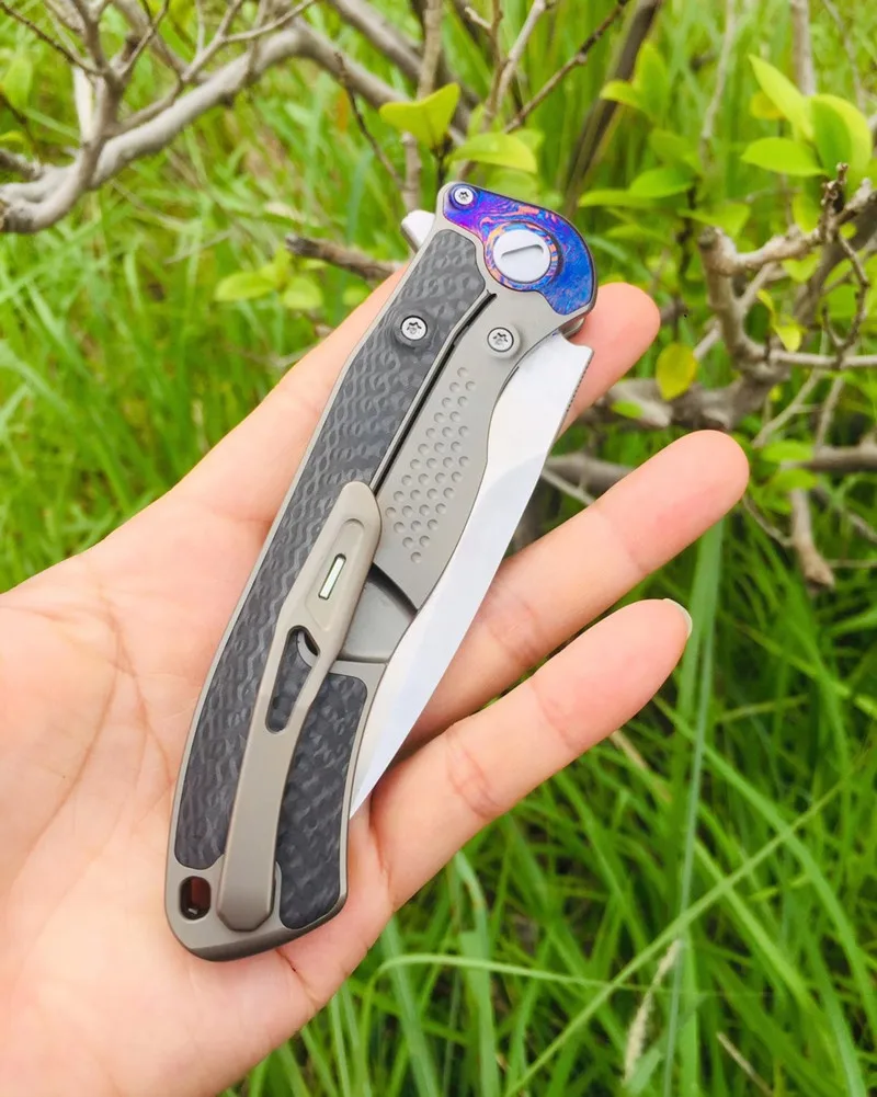 Нож VENOM Timascus BONE DOCTOR M390 складной нож с титановой рукояткой CF для охоты выживания